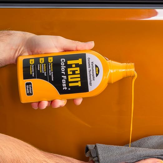 T-Cut Color Fast 3-in-1 Paint Restorer, Orange - Scratch Remover, Ceramic Car Wax & Color Enhancer - Removes Swirls & Oxidation, 17 oz