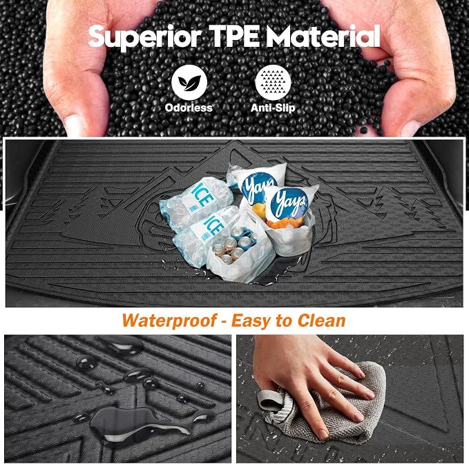 KUST Floor Mats Set for 2021-2026 Chevy Trailblazer Accessories (AWD Only), All Weather Floor Liners & Backrest Mats & Rear Trunk Mat, TPE Rubber Raised Edge (Cargo in Upper Deck Position)