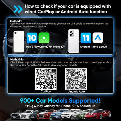 Wireless Carplay Adapter for iPhone, Wireless Adapter that only Support Apple Systems, 2-in-1 Mini USB Car Play Dongle for Car's Wired Car Play & Android Auto Plug & Play