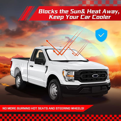 ARISMOTOR Windshield Sun Shade for Ford F-150 F150 2021-2025 2026, Custom Fit Foldable Front Window Sunshade Sun Visor Protector, Block UV Rays Keep Your Car Cooler