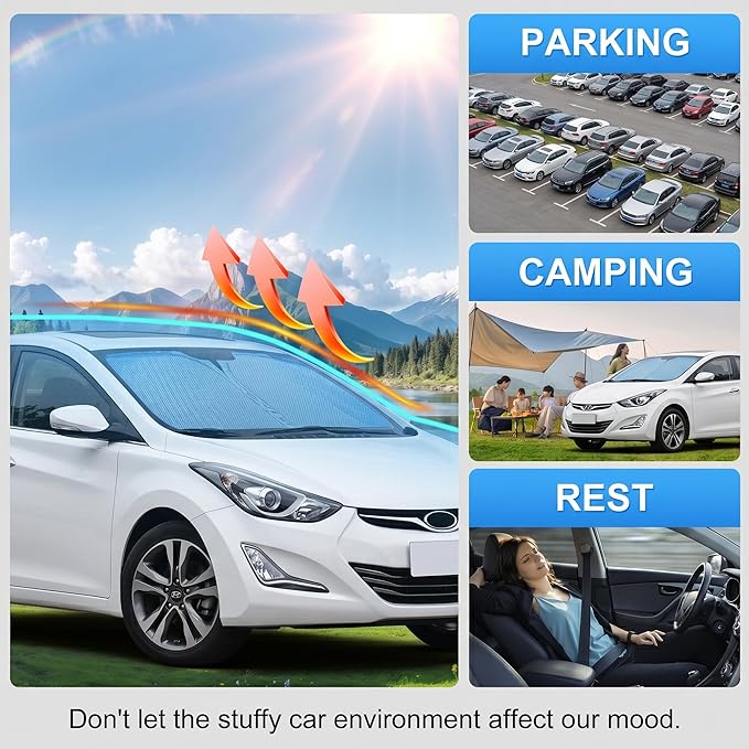 Windshield Sun Shade for 2011-2016 Hyundai Elantra Accessories - Windshield Sunshade Cover Front Window Shade Custom Fit Elantra Sun Visor Protector Foldable Blocks UV Rays