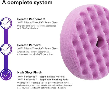 3M Perfect It 1 Step Foam Finishing Pad, 33034, Quick Connect, Surface Buffing, Collision Repair, High Gloss Polish, 6 in