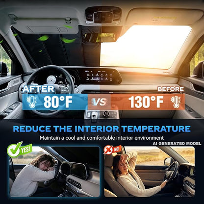 Windshield Sun Shade for Lincoln Nautilus 2024-2026, Custom Fit Folding Design Car Front Window Sunshade Sun Visor Shield Accessories for Interior Protector, Blocks UV Rays Heat