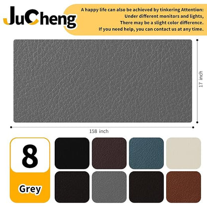 JuCheng Leather Repair Kit -Leather Repair Patch Self-Adhesive Waterproof Patch & Glue for Furniture, Car Seats, Sofa, Couch, Vinyl - Instant Fix for Tears & Scratches (Grey, 17X158 inch)