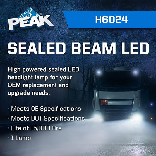 PEAK H6024 Sealed Beam 6000K LED Headlight - Pack of 1