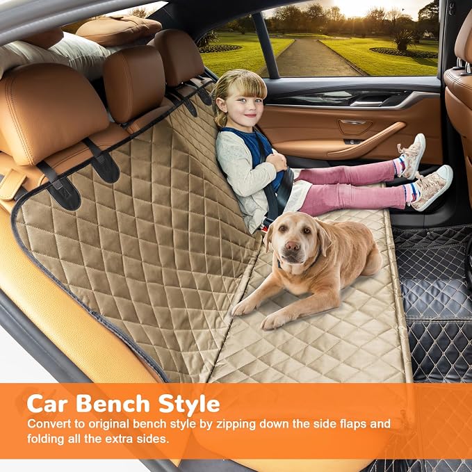 URPOWER Dog Car Seat Cover for Pets 100% Waterproof Seat Cover Hammock 600D Heavy Duty Scratch Proof Nonslip Durable Soft Back Seat Covers for Cars Trucks and SUVs