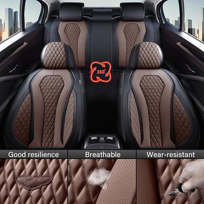 Coverado Car Seat Covers, Seat Covers Front Seats, Coffee Car Seat Cover, Waterproof Car Seat Covers, Car Seat Cushion, Front Leather Seat Protector Fit for Most Cars
