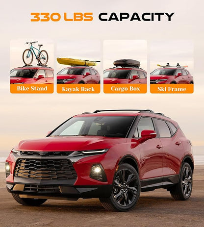 330 lbs Lockable Roof Rack Cross Bars Fit for 2019-2026 Chevy Chevrolet Blazer with Side Rails (Not for EV), Aluminum Crossbars Cargo Carrier for Bike Kayak Skis Rooftop Accessories