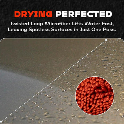 BLAZON Redline XL Car Drying Towel - Ultra Premium 1300 GSM Microfiber Drying Towel - Max Absorption, Streak-Free Finish, Super Soft Twisted Loop Design - Dries Full Vehicle - Extra Large 2 x 3 ft