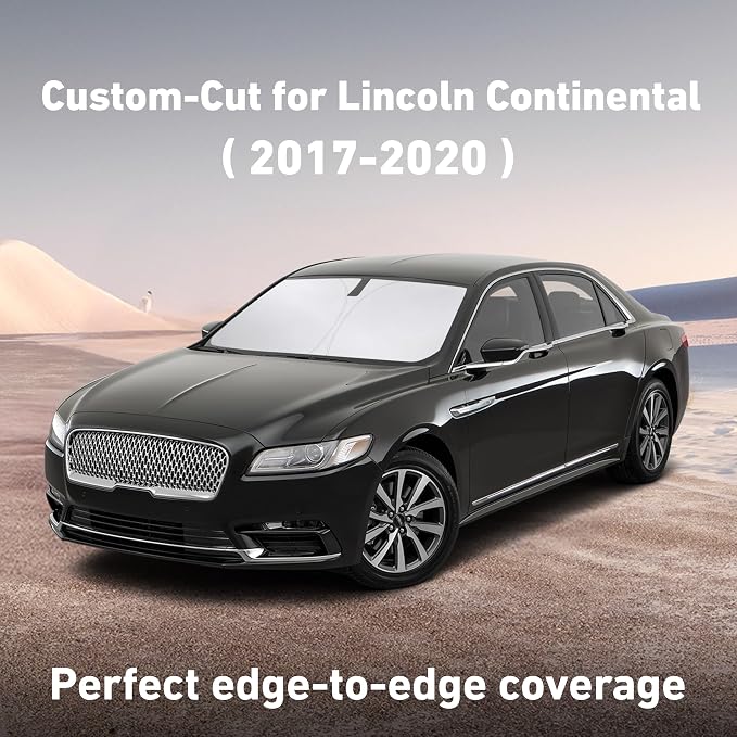EcoNour Windshield Sunshade Compatible for Lincoln Continental 2017-2018 2019 2020, Sun Visor for Front Windshield & Window Sun Shade Cover, UV Heat Blocker & Protector, Car Accessories