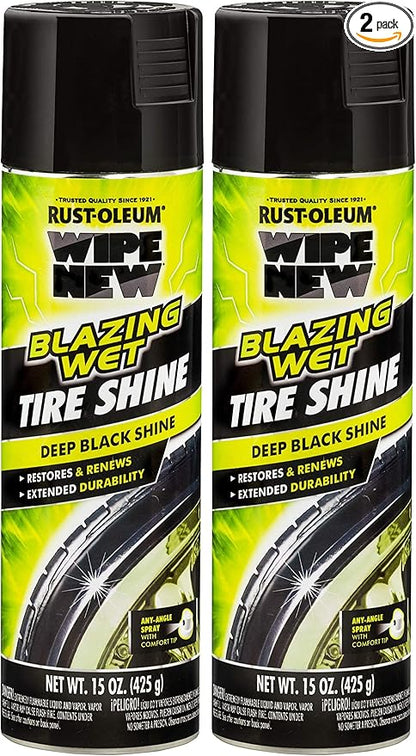 Wipe New 365324 Blazing Wet Tire Shine, Black 15 Ounce (Pack of 2)