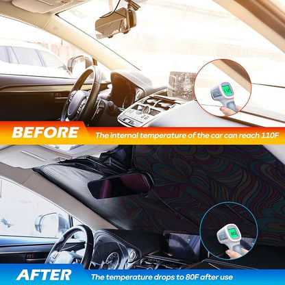 Windshield Sun Shade - Car Windshield Sun Shade for UV Protecion Heat Reduction 2026 Sun Visor for Car Interior (55"x31.5")