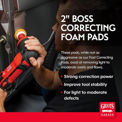 Griot's Garage 2" BOSS Correcting Foam Pads for Car Polishing, Buffing, Detailing and Light to Moderate Auto Paint Correction, Durable, Machine-Washable, Pack of 4