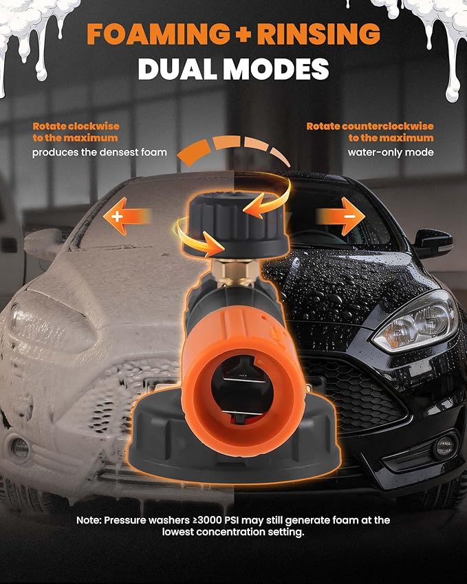maXpeedingrods Foam Cannon for Pressure Washer, 1300ML Wide Mouth Quick Release Car Wash Foam Gun with Adjustable Soap Cannon & Thick Snow Foam, 1/4'' Quick Connector, with 2 Orifice Nozzle (White)