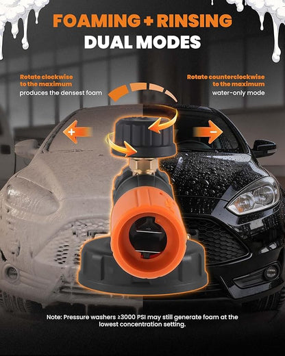 maXpeedingrods Foam Cannon for Pressure Washer, 1300ML Wide Mouth Quick Release Car Wash Foam Gun with Adjustable Soap Cannon & Thick Snow Foam, 1/4'' Quick Connector, with 2 Orifice Nozzle (White)