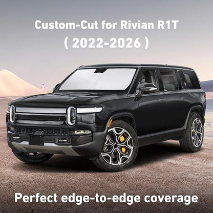 EcoNour Windshield Sunshade Compatible for Rivian R1T 2022-2024 2025 2026, Sun Visor for Front Windshield & Window Sun Shade Cover, UV Heat Blocker & Protector, Car Accessories