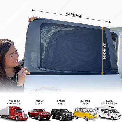 EcoNour Car Rear Window Screens (2 Pack) | Stretchable & Breathable Car Side Window Sun Shades for Sun Protection | Breathable Window Shades for Privacy Blackout | (XXL 42"x27")