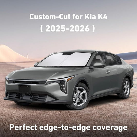 EcoNour Windshield Sunshade Compatible for Kia K4 2025 2026, Sun Visor for Front Windshield & Window Sun Shade Cover, UV Heat Blocker & Protector, Car Accessories