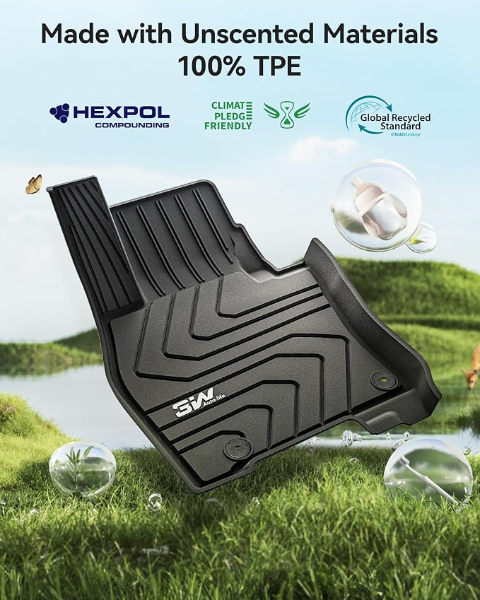 3W Floor Mats Fit for 2025 2026 Mazda CX-70 (Include PHEV), All Weather Protection TPE Heavy Duty Non-Slip Automotive CX70 Floor Liners Accessories, Black