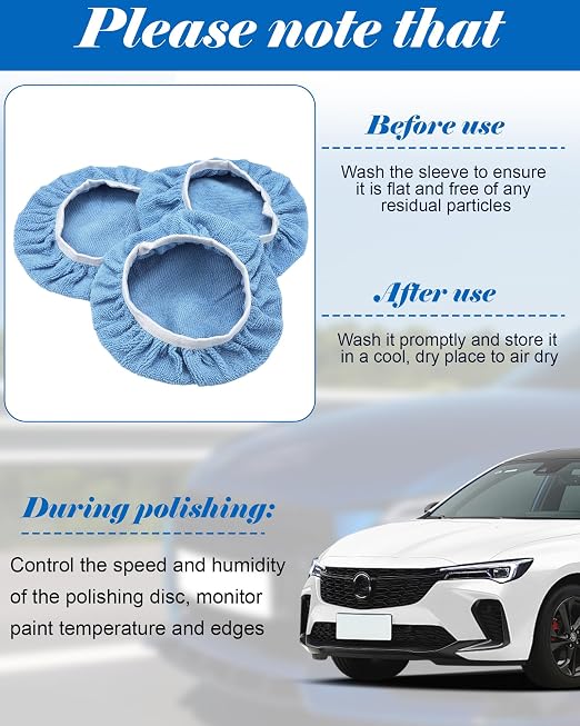 Tallew 40 Pcs 9 to 10 Inches Buffer Pads Bulk Car Polisher Bonnets Orbital Buffer Bonnets Microfiber Polishing Pad Car Wax Cover for Cleaning and Polishing (Light Blue)