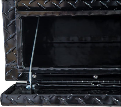 Buyers Products 1725640 Black Diamond Tread Aluminum Contractor Truck Tool Box, 2 Tier Storage, 72 x 21 x 13.2 in, Flip-Up Door with Gas Shocks, Weather Resistant, No Drill Install, Made in USA