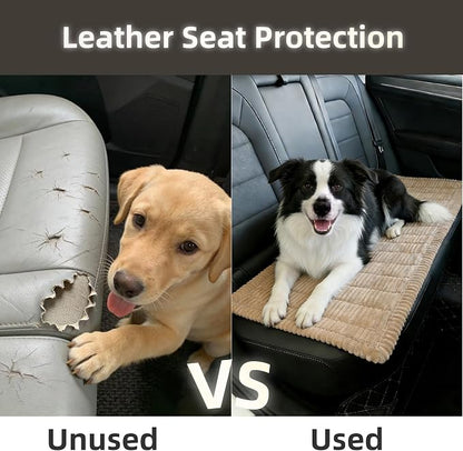 Dog Car Seat Cover, Pet Couch Covers for Car and Sofa, Non-Slip Backseat Pet Bed Mat, Machine Washable, Soft Plush Travel Seat Protector with Portable Storage Bag (Brown,23.6''×70'')