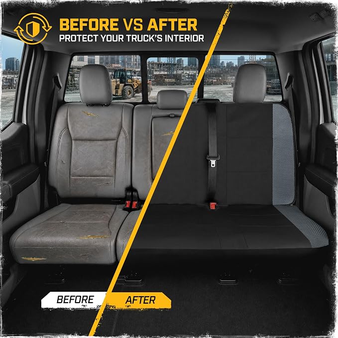 CAT MeshFlex Seat Covers Full Set for Full-Size Pickup Trucks Only - Gray | Front Bucket Seat Covers & 60/40 Split Rear Bench Protector – Interior Accessories For F-150, Silverado, Ram, Sierra & Tundra