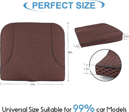 Lofty Aim Car Seat Cushion, Comfortable Memory Foam Seat Pillow for Driving, Sciatica-Back Pain Relief, Cushion for Car-Truck, Office, Wheelchair - Mesh Brown