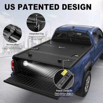 5.5FT Tri-Fold Hard Truck Bed Tonneau Cover Compatible with 2022-25 Tundra | Toyota Tundra Fleetside Fiberglass Truck Bed Tonneau Cover Combination of Fiberglass and PP Honeycomb Design (66in)