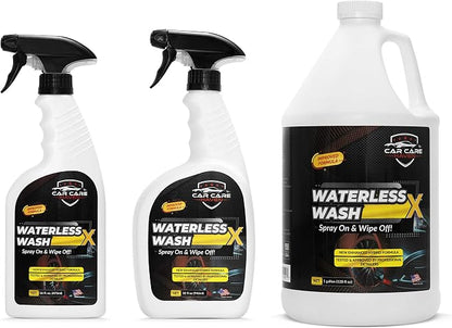 Waterless Wash X-Car Detailing, 128 oz Concentrate | No Water Necessary, Quick Detailer for Any Vehicle, Spray On & Wipe Off, Use in Garage, at Work, or Anywhere