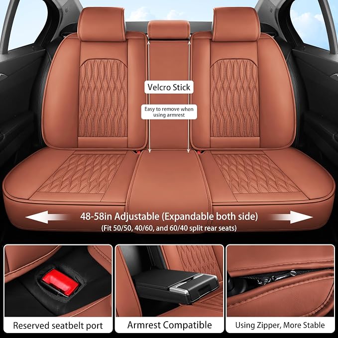 WELLDO Car Seat Covers, 5 Seats, Brown | Waterproof, Scratch-Resistant, Breathable & Easy to Clean, Universal Fit for SUV Sedan Truck, Full Set