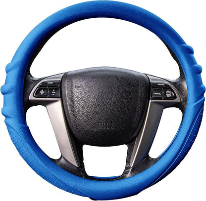 FH Group Universal Fit Silicone with Grip and Pattern Massaging Grip Steering Wheel Cover fits most Cars, SUVs, Trucks, and Vans Dark Blue