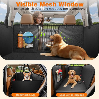 URPOWER Dog Car Seat Cover for Pets 100% Waterproof Seat Cover Hammock 600D Heavy Duty Scratch Proof Nonslip Durable Soft Back Seat Covers for Full Size Trucks