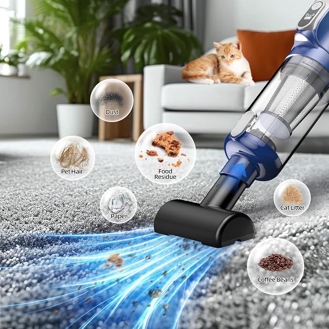 MONOZEL Car Vacuum Cleaner High Power, 18000Pa 2 in 1 Vacuum Cleaner&Air Duster, 130W Brushless Motor Handheld Vacuum Cordless with 7800mAh Battery, LED Light, Multi-Nozzles for Car, Home, Office, Pet