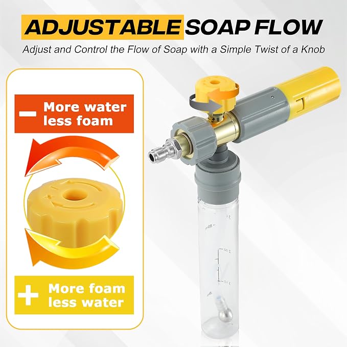 M MINGLE Mini Foam Cannon for Pressure Washer, Magnetic Foam Cannon with Dual Connector, Undiluted Foam Blaster with 5 Nozzle Tips, 1/4 Inch Quick Connect