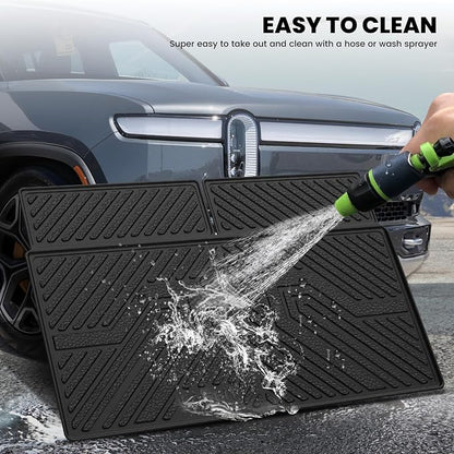 LASFIT Trunk Mat & Backrest Mats for Rivian R1S 2024 2023 2022, All Weather TPE Custom Fit Cargo Liner for R1S Cargo Mat, Black, Easy to Clean