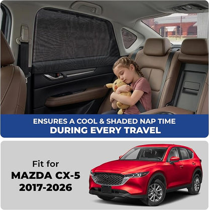 EcoNour Car Window Screen for Mazda CX-5 (2017-2026) 2 Pack | Breathable Mesh Camping Window Covers | 100% Protection from Bugs, Mosquito & UV | Baby Safe Privacy Blackout Net | Car Accessories