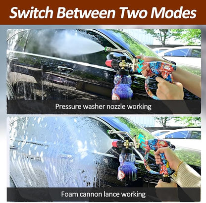 BEAR FORCE Foam Cannon Dual-Connector Accessory, Pressure Washer Double Tip Attachment for Soap Cannon, 5 Pressure Washer Sprayer Nozzles #035, 1/4" Quick Connect, for Car Wash, Car Detailing