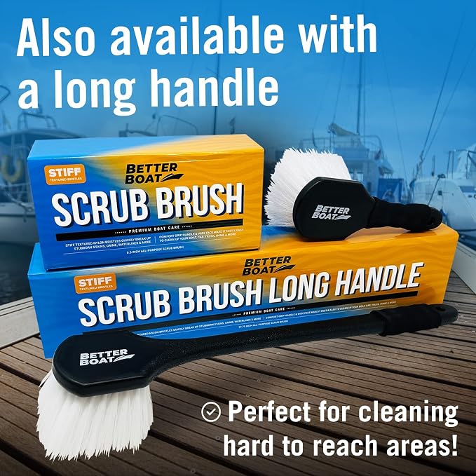 Stiff Hand Scrub Brush, Short Handle Heavy Duty Tire and Wheel Cleaning Tool, Outdoor Boat Scrubber with Handle, Carpet Cleaner, All-Purpose Cleaning Brush