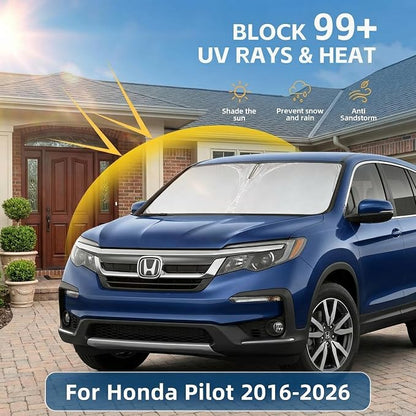Windshield Sun Shade for Honda Pilot 2016-2024 2025 2026 Sunshade Front Window Shade Custom Fit Pilot Accessories Sun Visor Foldable Shade Blocks UV Rays Accessories