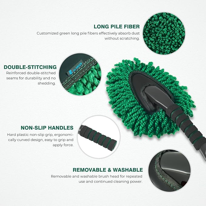 FLORICH Microfiber Car Duster Kit, Large Extendable Car Duster Exterior Scratch Free, Car Cleaning Brush Car Interior Detailing Kit, Car Cleaning Supplies for Cars RV Truck