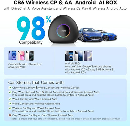 Wireless CarPlay Adapter, Magic AI Box with 4G LTE | GPS | Full Android OS | OBD II, Wireless CarPlay Box Compatible with Wired Factory CarPlay & Android Auto, Support for YouTube/Netflix