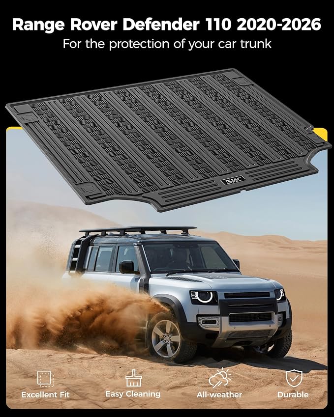 3W Cargo Liner Fit 2020-2025 2026 Land Rover Defender 110 5 Seats, (NOT for Defender 110s/Rubber Flooring), TPE All Weather Custom Fit Trunk Mat for Land Rover Defender, Black
