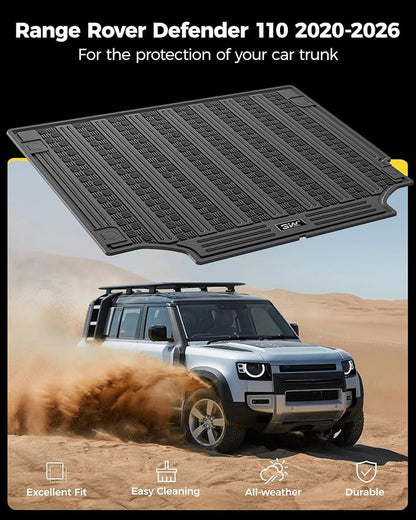 3W Cargo Liner Fit 2020-2025 2026 Land Rover Defender 110 5 Seats, (NOT for Defender 110s/Rubber Flooring), TPE All Weather Custom Fit Trunk Mat for Land Rover Defender, Black