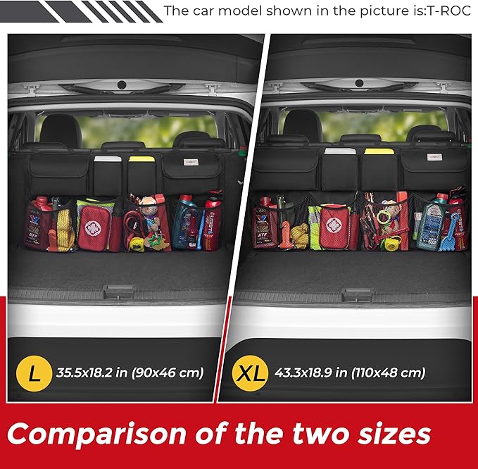 SURDOCA Car Trunk Organizer, LARGE CAPACITY Car Storage Bag with 8 Pockets, 7X Upgraded Trunk Storage Organizer for Car, SUV, Truck, MPV