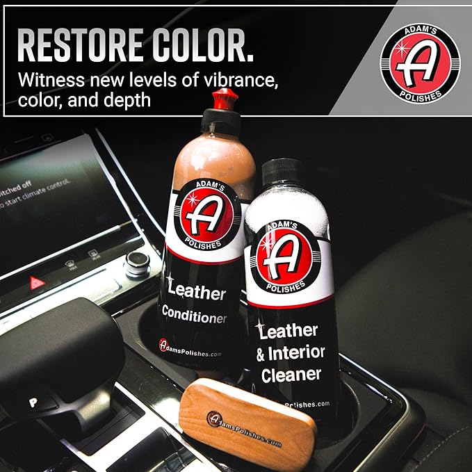 Adam's Polishes Leather Care Kit - Leather Cleaner & Conditioner Car Cleaning Supplies | UV Protection for Interior Accessories Steering Wheel Seat Dash Vinyl Shoe Polish Jacket