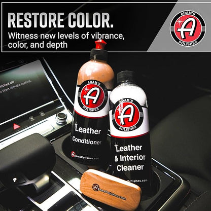 Adam's Polishes Leather Care Kit - Leather Cleaner & Conditioner Car Cleaning Supplies | UV Protection for Interior Accessories Steering Wheel Seat Dash Vinyl Shoe Polish Jacket
