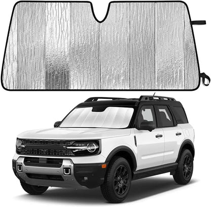 EcoNour Accordion Foldable Windshield Sun Shade Fit for Ford Bronco Sport 2021-2023 2024 2025 Sunshade, Front Car Window Shades Sun Visor, Blocks UV Rays & Heat, Car Accessories