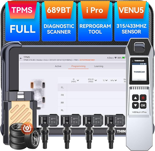 THINKSCAN 689BT TPMS Combos, Professional OBD2 Scanner Diagnostic Tool with TPMS, Activate/Read/Learn Sensor Tool with VENU iPro, Programming Sensors(Pack in 315/433MHz VENU5) Only