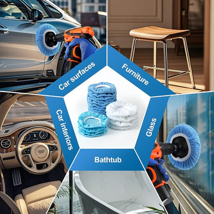 S SATC 5-6 Inch Car Polishing Bonnet Pads 20 PCS Microfiber Buffing Pads Fit Orbital Buffer for Car, Glass, Waxing